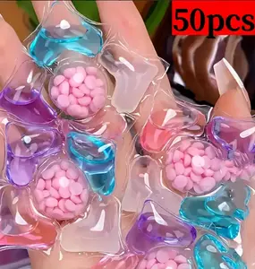 Changyi 50psc Multi-Functional Laundry Detergent Pods as Fabric Softener & Stain Remover for Fresh Fragrance Powerful Cleaning Household & College Dormitories Essential