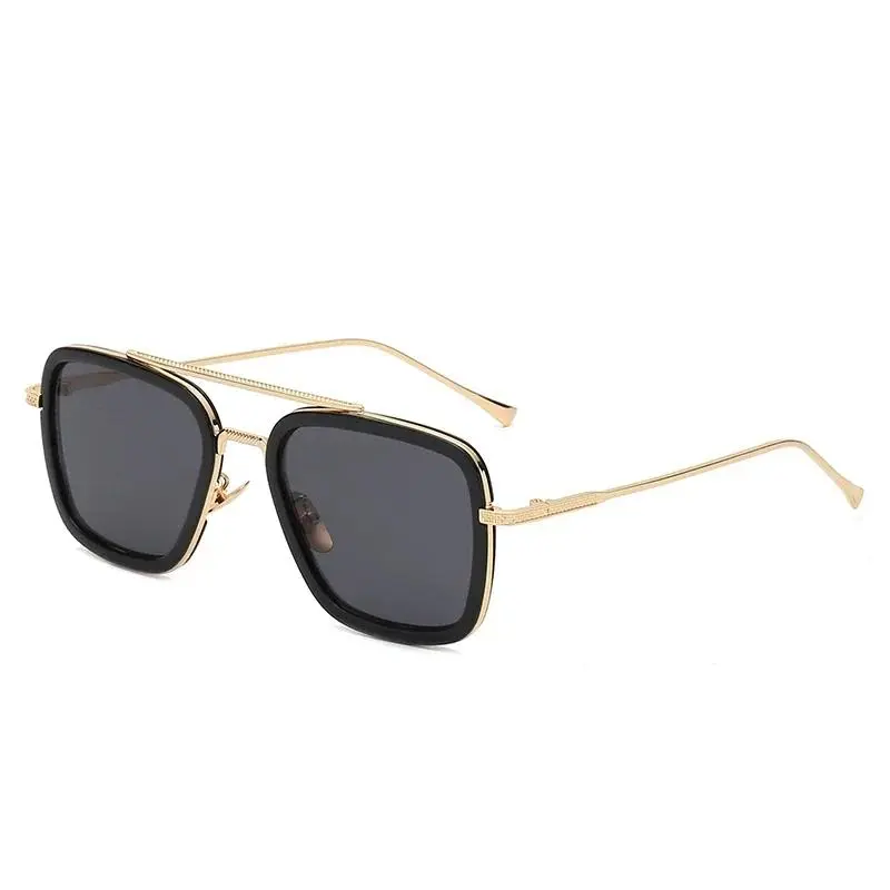 Vintage Square Metal Frame Sunglasses for Men and Women, Designer-Inspired Tony Stark Style Statement Eyewear Fashion with Sun Protection