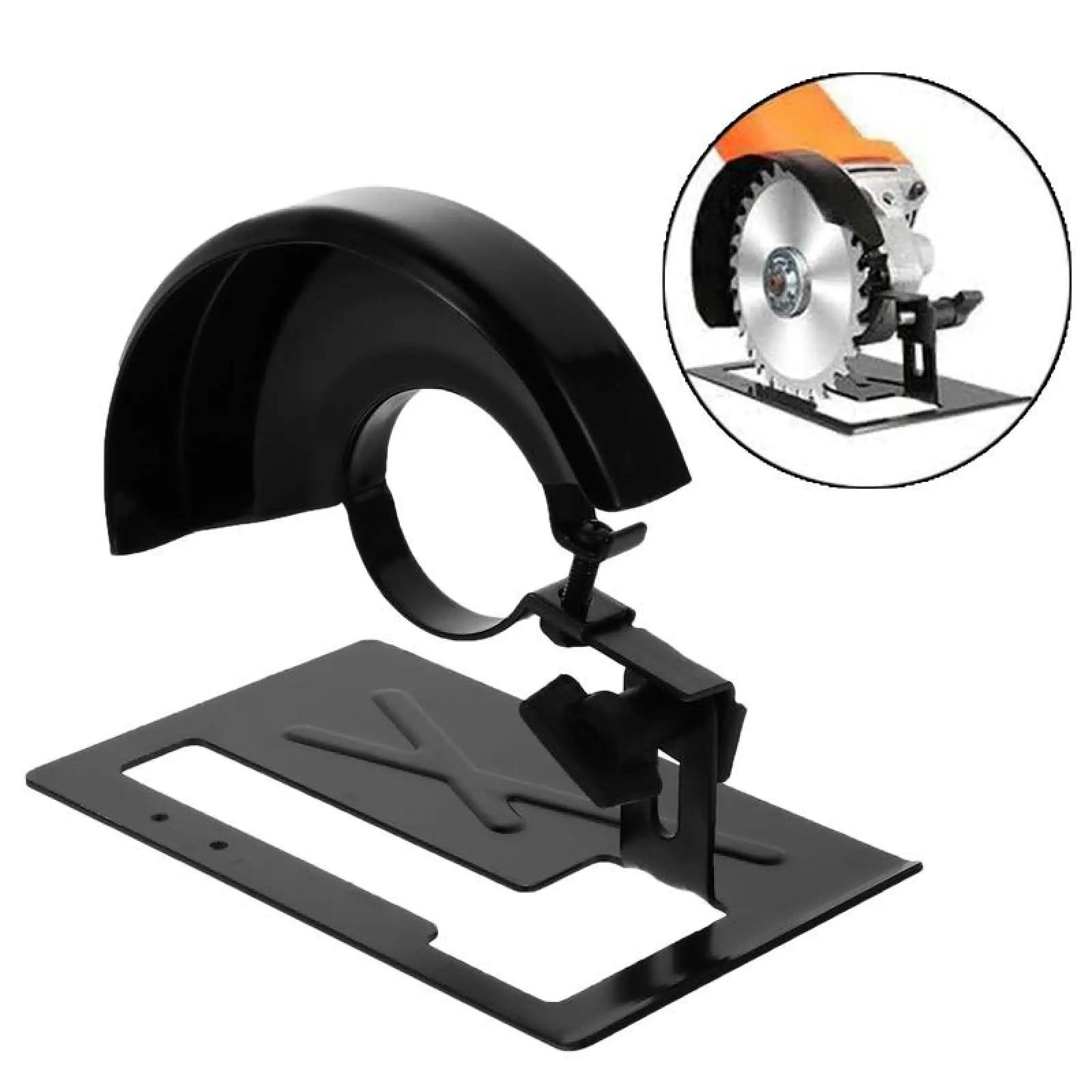 Angle Grinder Stand Set with 5.3"(1.9" Bore) Guard & Adjustable Cutting Bracket - Compatible with 4-1/2 Inch Grinders, Metal/Woodworking Safety Accessories