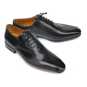 Paul Parkman Black Leather Oxfords - Side Handsewn Leather Upper And Leather Sole