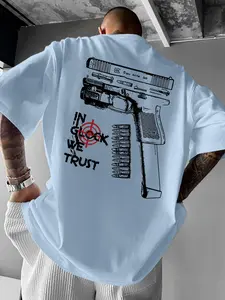 Men's Fashion Casual 'in Glock We Trust' Graphic T-Shirt, Fitted Street Style Short Sleeve Tee, Essential Trendy Wear for Fashion Leaders