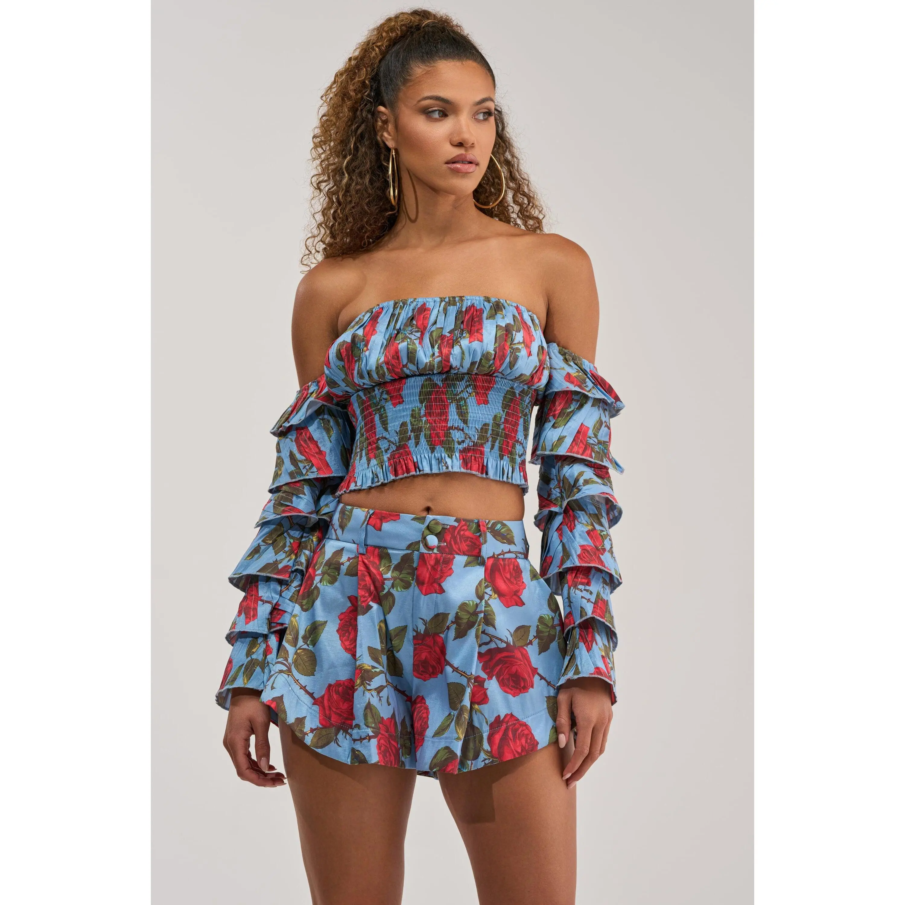 ROSES FOR EVERYONE OFF THE SHOULDER BLOUSE