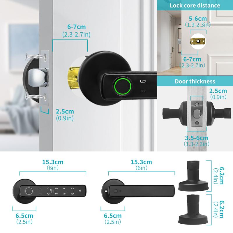 Smart  New 5-in-1 Smart Fingerorint Passcode Handle Lock – Fingerprint Passcode Key Card& Tuya App Unlock