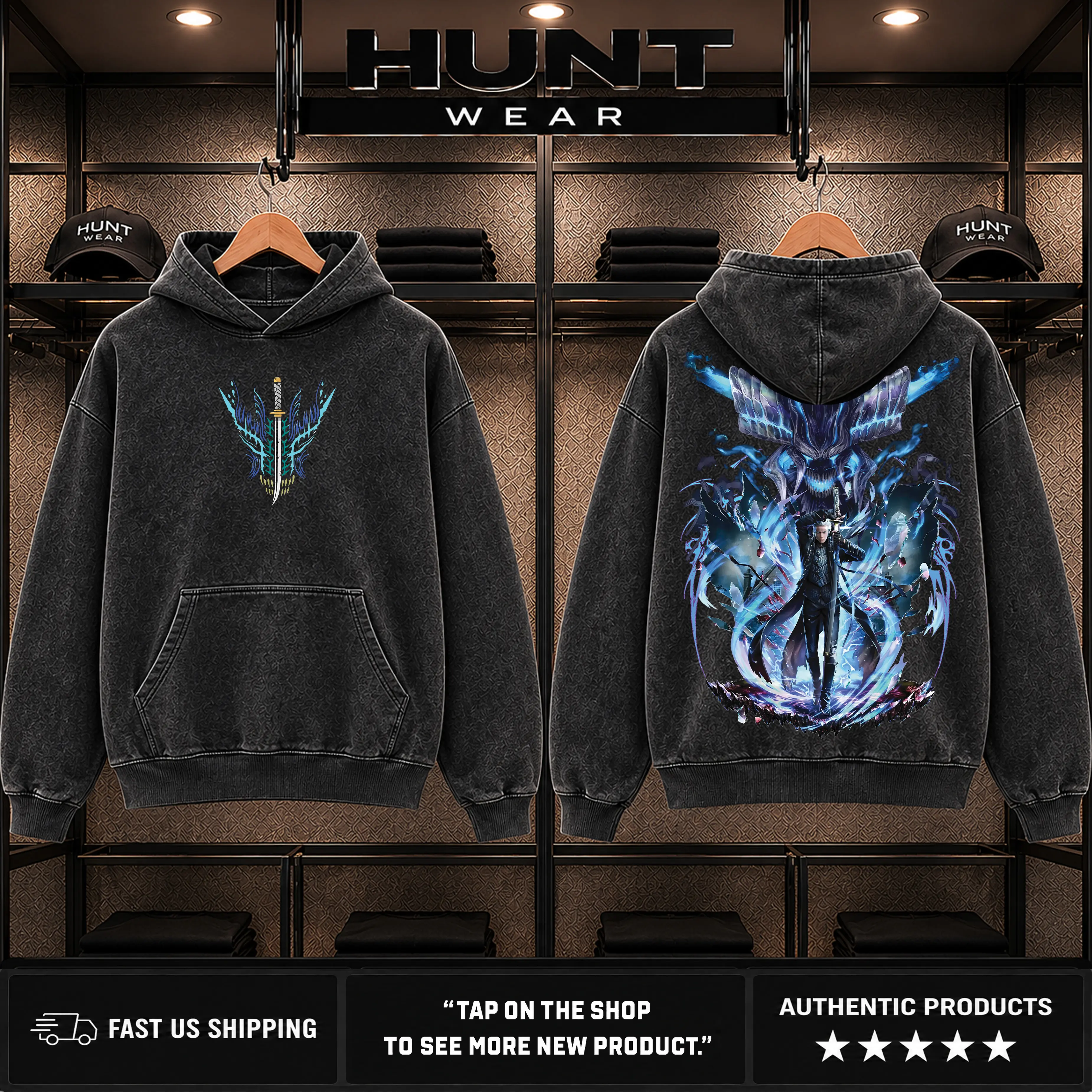 Devil May Cry Vergil the omega and alpha king son of sparda Anime Manga Clothes game Vintage Cotton 2 sided Washed Tshirt, Hoodie graphic Tee Top streetwear unisex shirt