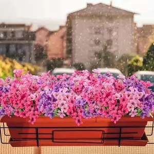 Artificial Violet Bouquet, UV Waterproof Artificial Flower, Fake Violet Flower for Front Door Hanging Flower Garden Courtyard Farmhouse Home Furnishings, Decor