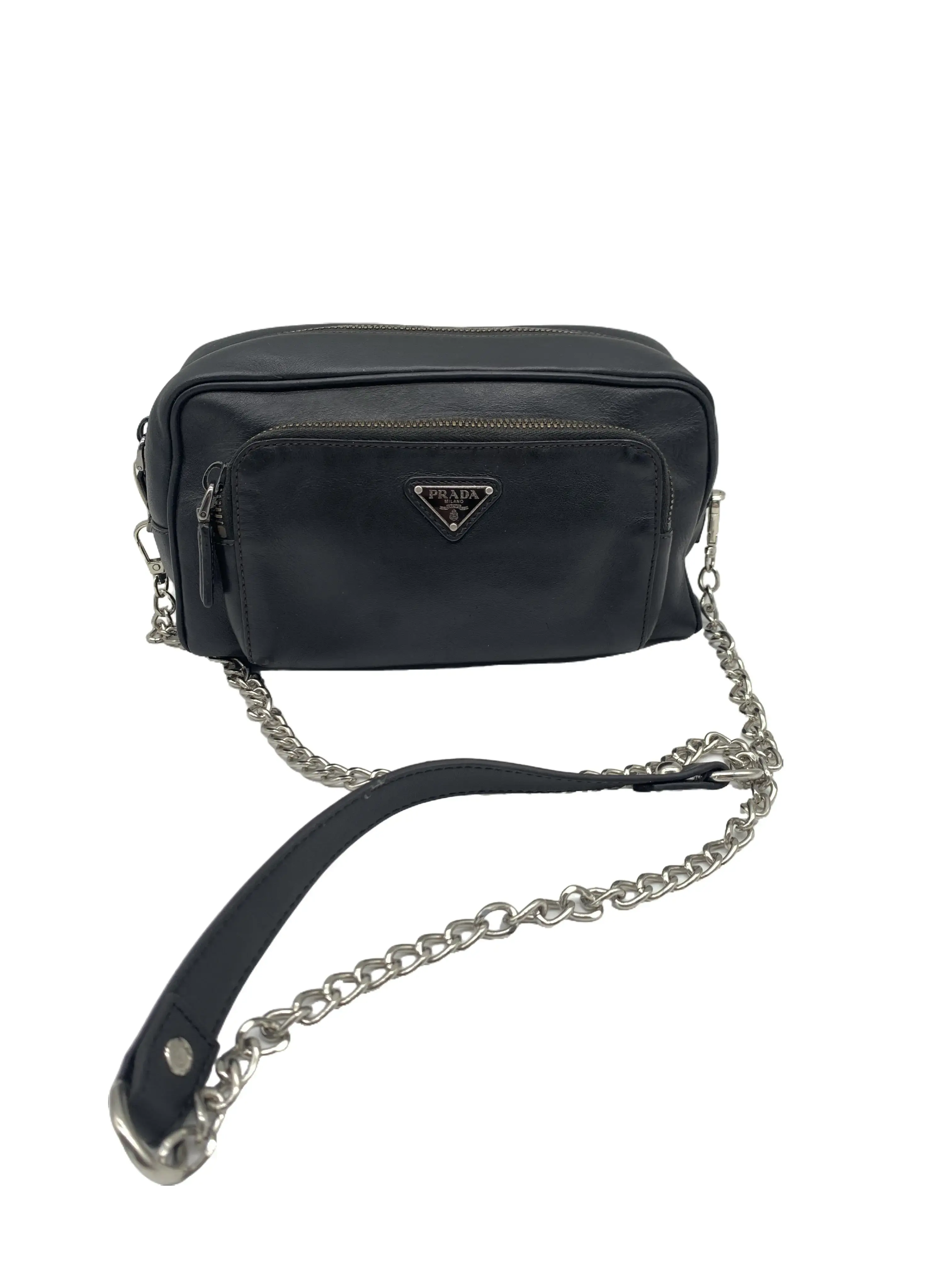 Pre-owned PRADA Black Chain Camera Crossbody Bag /wj07102205/2205