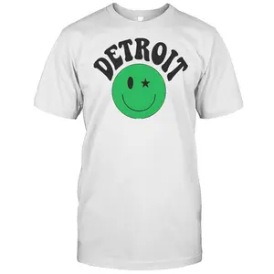 Detroit Green Smiley Shirt – Retro Graphic T-Shirt, Vintage Smile Face Tee, Casual Urban Style Shirt, Trendy Unisex Streetwear Top