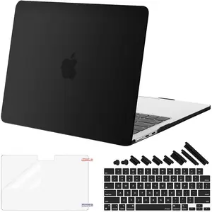 Compatible with MacBook 13 inch Case 2025 2024 2023 2022 M3 A3113 M2 A2681, Plastic Hard Shell CaseKeyboard CoverScreen FilmDust Plugs for MacBook 13.6 inch Case, Black