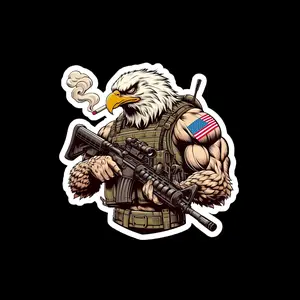 Tactical Eagle Soldier Sticker, Patriotic Military USA Bald Eagle Vinyl Decal