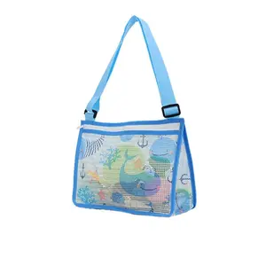 Beach toy mesh bag, children's seashell collection bag, beach toy tote bag with zipper, for storing beach toys, children's toys, market groceries, picnic tote bag, swimming accessories for boys and girls.