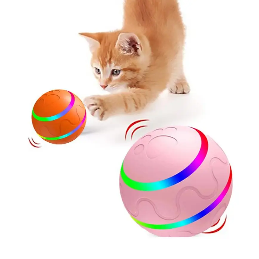 USB Rechargeable Automatic Rolling Cat Ball Toy - Interactive Bite-Resistant Silicone+ABS Kitty Toy with Random Roll, Solo/Remote Modes for Indoor Cats’ Boredom Relief, Interactive Toy