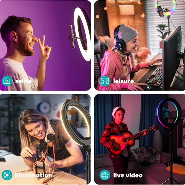 10" Selfie Ring Light with 63'' Tripod Stand,  Phone Holder, Dimmable/Speed LED Ring Light for iPhone & Android tripod ring light Smartphone Cellphone