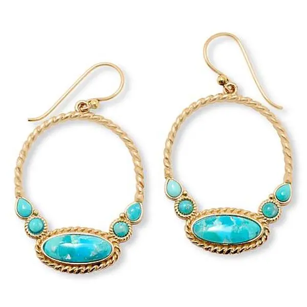 GemHues Gemstone Bronze Rope Detail Hoop Earrings