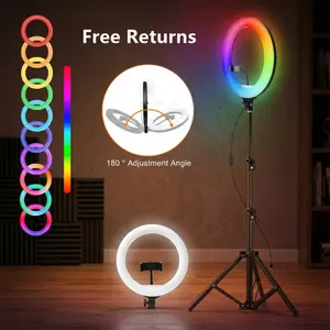10-inch Ring Lights with Tripod Stand - 63" Extendable, 3 Modes & RGB Colors, Remote Control for Studio-Quality TikTok, YouTube Videos and Live Streaming#FathersDayGift