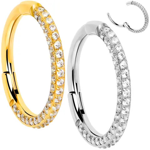 Body Candy 18G Implant Grade Titanium Nose Hoop - 3-Sided Micro Cubic Zirconia Gems, Hinged Non-Removable Segment, 7mm Nose Piercing Jewelry, Septum Jewelry with 3-Sided CZ Glow