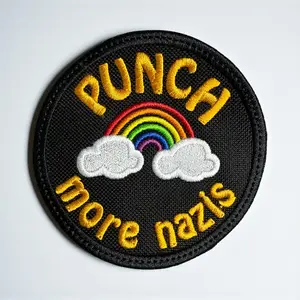 Punch More Nazis Embroidery Patch 3" X 3" & 4" X 4" Durable Fabric Material for Customizing Jackets Bags and Accessories
