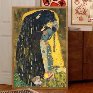 Howl's Moving Castle The Kiss Art Print Poster, Sophie and Howl Poster, Howl's Moving Castle The Kiss Studio Ghibli Print Posters (NO FRAME)