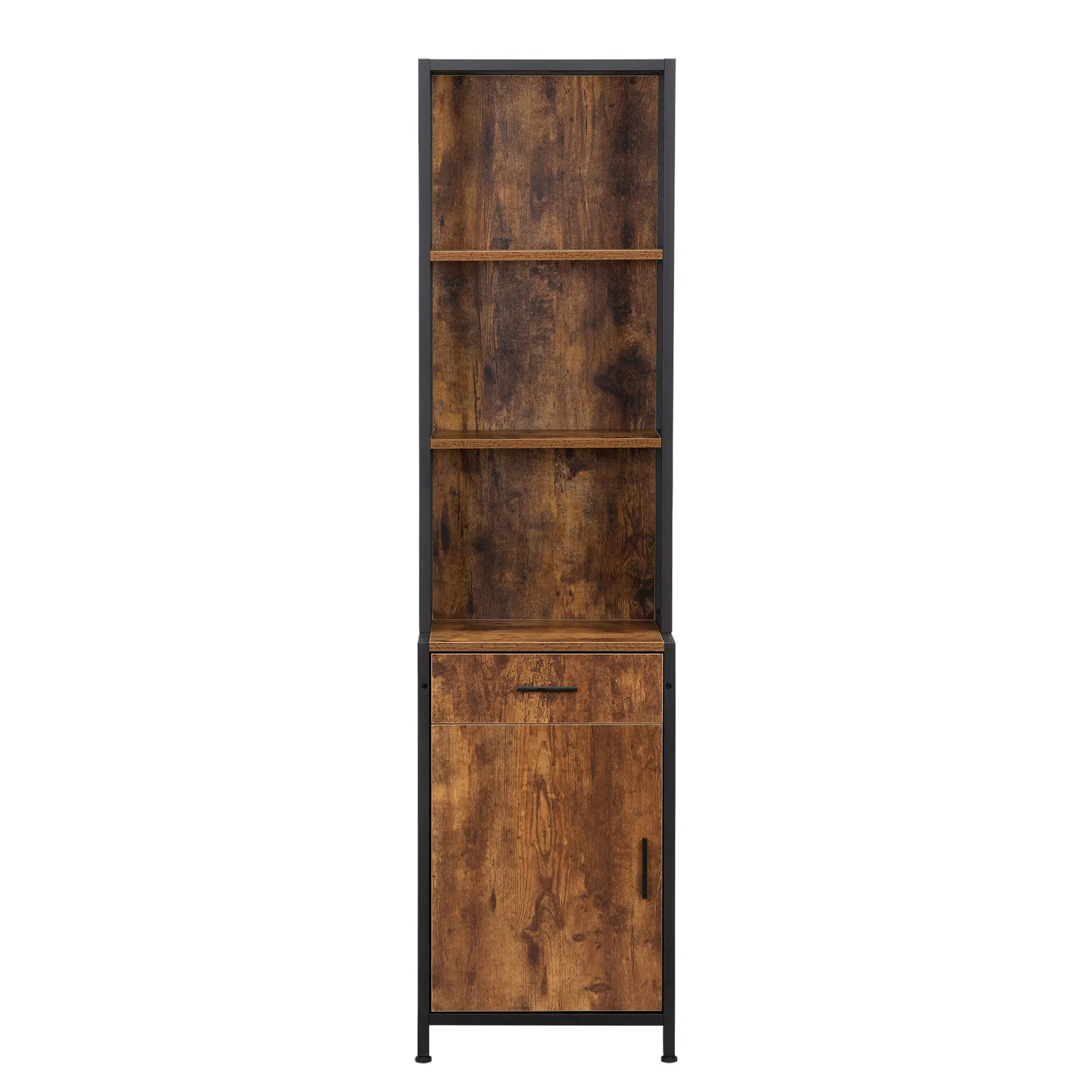 Salon Station for Hair Stylist;  Barber Equipment with Drawer;  Cabinet and Shelves;  Vintage Brown