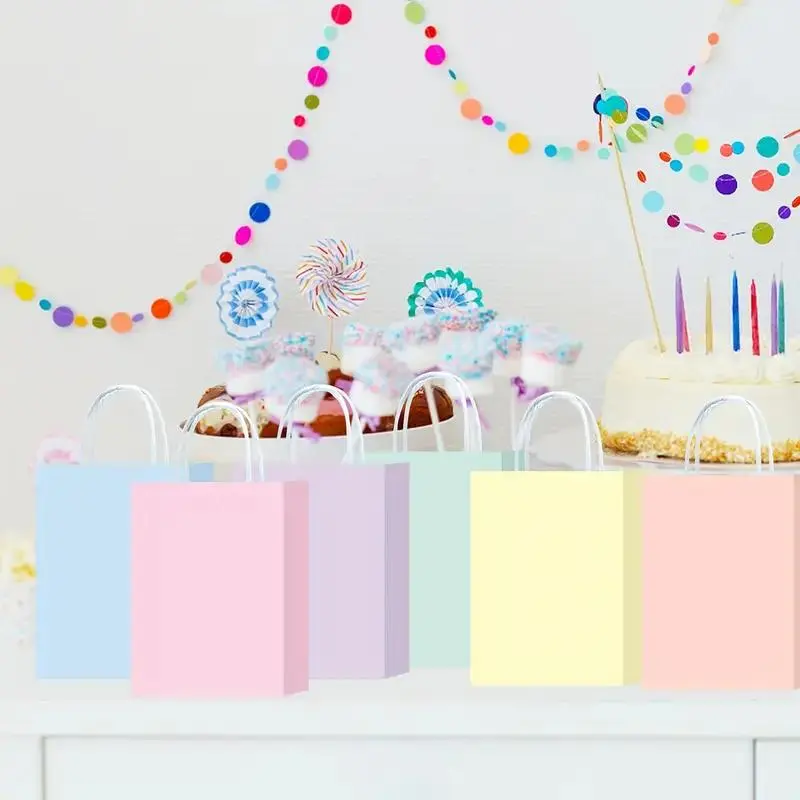 Colorful Kraft Paper Gift Bags with Handles, 12-30pcs Set, Perfect for Parties, Birthdays, Holidays, Multi-Purpose Use, 6 Vibrant Colors, Party Gift Packs, Party Favor Bags