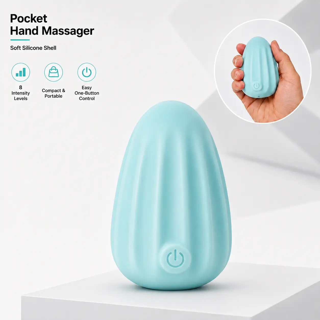 Portable Rechargeable Vibratory Hand Massager - Adjustable Relaxing Wrist Device with 8 1-Button Massage Modes, Soft Silicone Casing, Daily Home & Work Use, Graduation Gift for Parents & Teachers