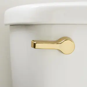 Front Mount Universal Toilet Flush Handle, Elegant Toilet Lever, Complete Heavy-Duty Toilet Handle Replacement Kit, Brass Polished Toilet Tank Flusher Handle
