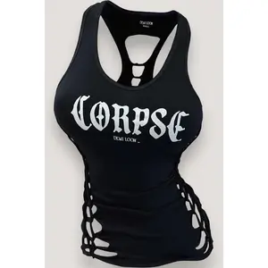 Corpse Ribcage & Spine Concert Slashed Gothic Tank Top