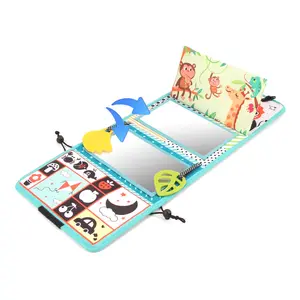 Baby Mirror Cloth Book, 1 Count Early Education Montessori Busy Board Sensory Baby Toy, Double-Sided Baby Cloth Book and Educational Toy for 0–3 Years Old Babies, Sensory Activity Board