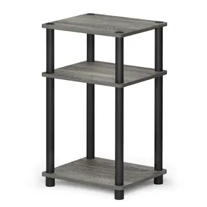 3-Tier French Oak Coffee Table - Side Table with Open Shelves, Tool-Free Assembly for Bedrooms, Small Spaces