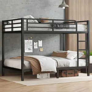 Bellemave  Metal Full XL over Full XL Bunk Bed for Teens and Adults,Space-Saving/Noise Reduced/No Box Spring Needed, Black
