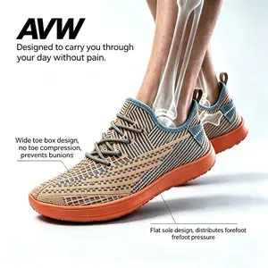 Breathable Knit Foot Health Shoes for Women, Non-Compression Wide Toe Box Design, Soft Cushion Sole for Pain Relief and All-Day Standing