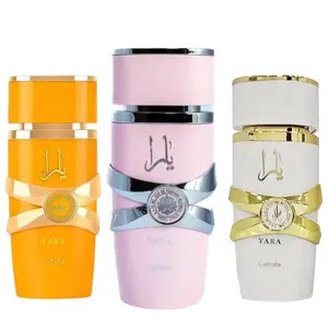 Lattafa Floral Alcohol-Based Fragrance Multi-Pack, 3-Piece Gift-Ready Set - Assorted Yara Collection Scents - 3.4 oz Each Bottle