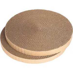 Round cat Scratcher Refill 10 inch Diameter 7/8 inch Thickness Scratcher Replacement Pads cat Scratching Board Circle Cat Cardboard Scratcher for Indoor Cats cat Scratch pad(2pcs)
