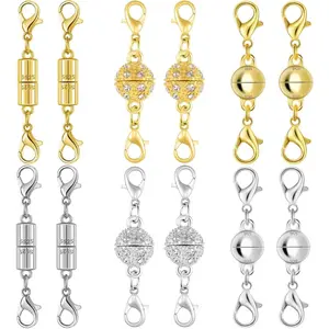 Necklace Clasps, 18K  and ,  Rhinestone Ball Connector with Lobster Clasp,  Extender for Necklaces, Bracelets (12pcs Golden Silvery)