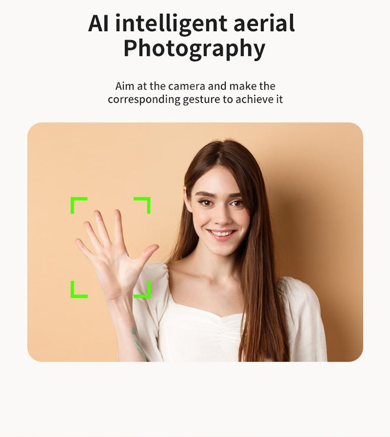 Folding Selfie Drone with HD Camera Gesture Control & Auto Follow Me Quadcopter for Adults Gesture Control, Waypoint Flight, Stunt Mode, 360° Protection, One-Key Operation foldable optical flow positioning obstacle avoidance