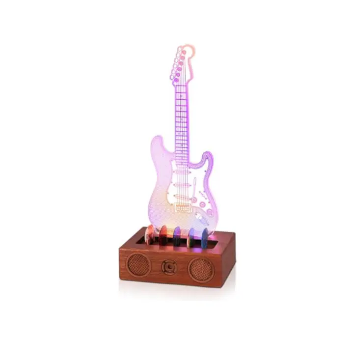 Light Up Guitar Pick Holder, Acrylic Electric Guitar Pick Display with Wooden Base, Stylish Storage for Guitar Picks, Perfect Gift for Guitar Players & Guitarists