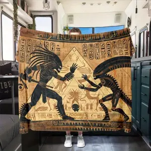 Pyramid Alien & Monster Pattern Blanket, 1 Count Soft Throw Blanket, Air-conditioned Room Blanket For Home & Office,Gift for Men & Women, Halloween
