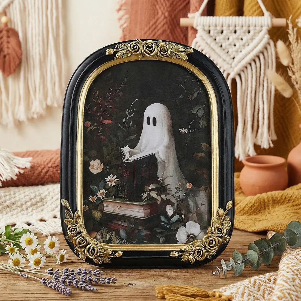 Resin Ghost Reading Rose Arch Desktop Decor Frame, Holiday Bedroom Office Photo Frame, Home Decoration, Photography Prop, Picture Frames