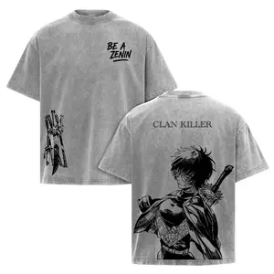 Zenin Maki Jujutsu Kaisen Clan Killer Vintage Washed Oversize Heavyweight Cotton Graphic T-Shirt Tee Be A Zenin Edition 220gsm Premium Cotton Relaxed Fit S-5XL - Clothes, Menswear  For custom printing, please contact Customer Service.