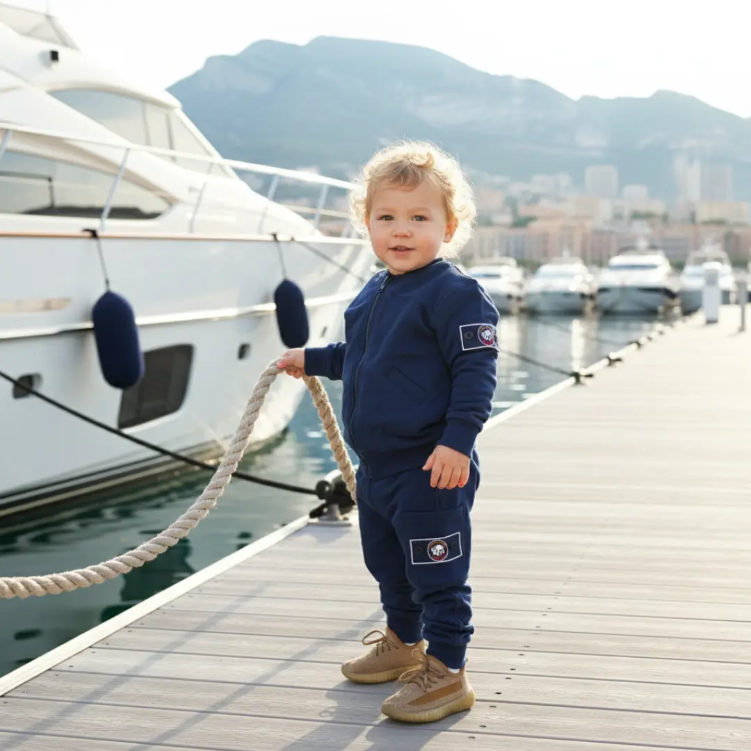 Organic Cotton Full-Zip Cargo Tracksuit – Patch Module (Midnight Navy)
