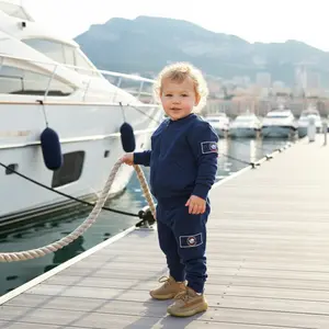 Organic Cotton Full-Zip Cargo Tracksuit – Patch Module (Midnight Navy)