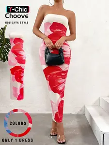 Women's Floral Halter Statement Dress, Slim Fit Bodycon Design, Elegant Holiday Beachwear, Perfect for Summer, Womenswear, Elegance