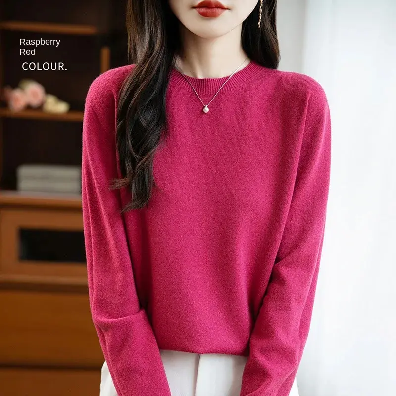 Women  weater O-neck Autumn Winter Basic 100% Andy velvet Warm Casual Pulls Jumpers Korean FashionSpring Knitwear 2025
