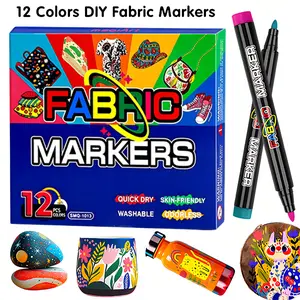 Fabric Markers Permanent for Clothes, 12/24 Colors Dual Tip Fabric Pens with Fine and Chisel Tips, Waterproof & Machine Washable No Bleed Art Paint Pens for T-Shirt Canvas Shoes Bags Pillowcase Clothing Marker