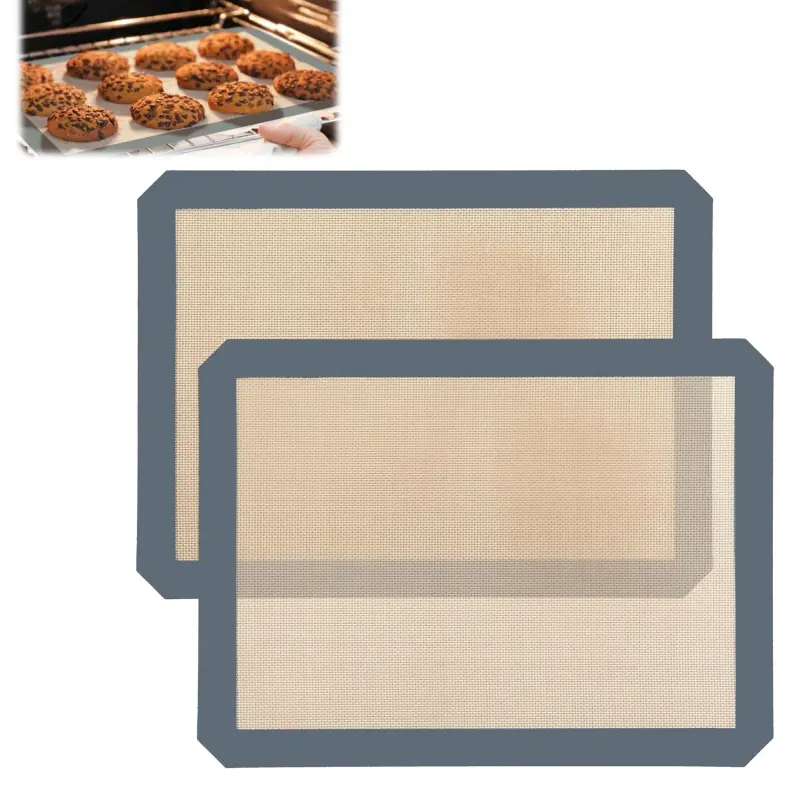 Silicone Baking Mat, 2 Pac 16.5"L x 11.6"W Silicone Cookie Sheets Reusable Baking Mat - Non-Stick Food Safe Dark Gray Oven Baking Sheet for Making Cookies Macaroons Bread