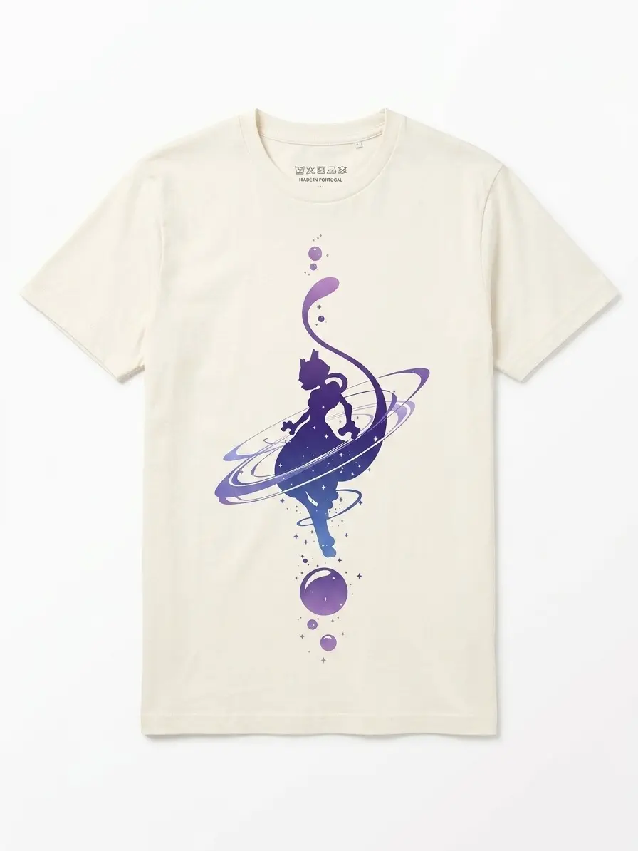 Mewtwo Cosmic Psychic Type Minimalist Graphic T-Shirt, Ethereal Cosmic Psychic Alien Minimalist Anime Graphic T-Shirt