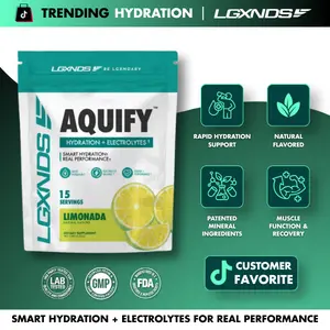 LGXNDS Aquify Electrolyte Sticks | Hydration and Mineral Support | Aquamin and ZinMax | Sodium Potassium Magnesium Calcium | Sugar Free Performance Hydration Packets