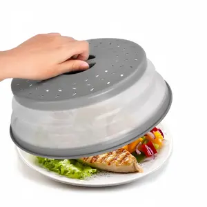 LMMAKE 2 In 1 Microwave Splatter Cover & Silicone Mat, Vented Collapsible Microwave Cover for Food, Splatter Guard Dish Plate Lid, Kitchen Colander, 10.5 Inch Round Silicone Trivet Mat