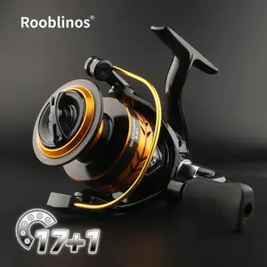 Rooblinos Spinning Reel,5+1 Stainless Steel Bearings,Ultra Smooth Cast&Retrieve,24kg Max Drag,Foldable Rocker Arm,Lightweight High-Strength,Corrosion-Resistant Fresh/Saltwater,Large Aluminum Spool,Precision Gears,Long Casts,All-Around for Bass