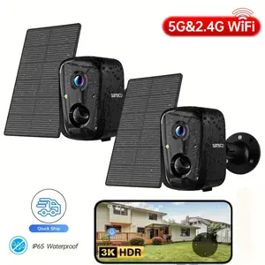 Solar Security Cameras Wireless Outdoor 2 Pack 4MP WiFi PIR AI Motion Detection Waterproof Color Night Vision 2 Way Audio Cloud SD Storage