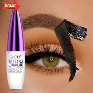 QICY Easy Peel-Off Eyebrow Gel - Waterproof & Sweatproof, Long-Lasting Tattoo Tint in Black/Brown, Film Forming, Medium Coverage for All Skin Types